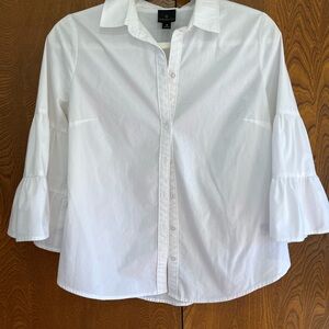 Worthington White Button Down Shirt with Ruffled Sleeves